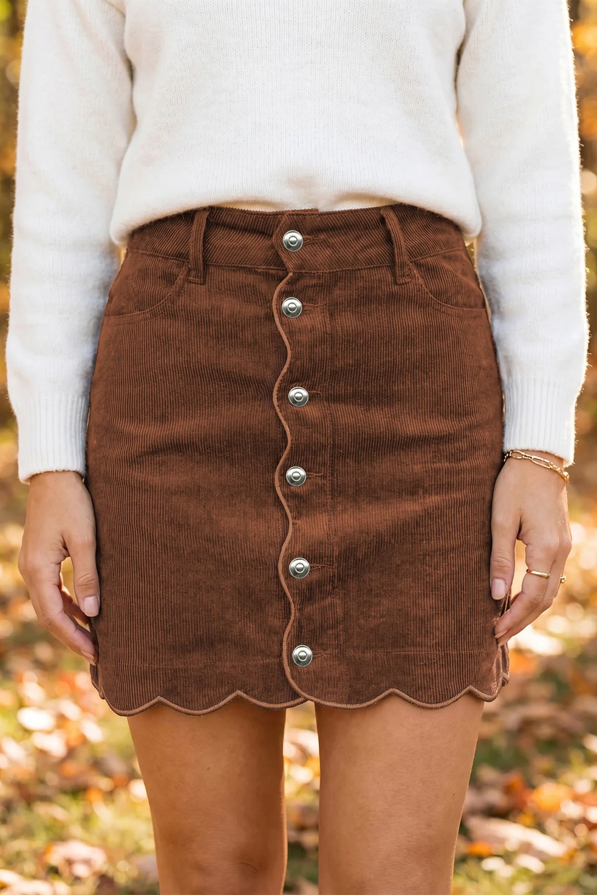 Button Down Corduroy Skirt