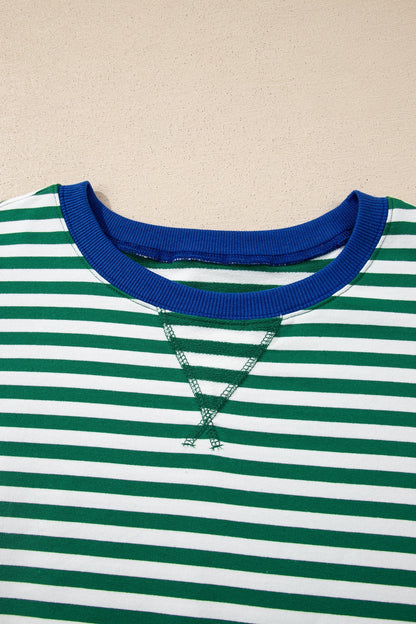 Plus Size Stripe Boxy Tee & Drawstring Short Set