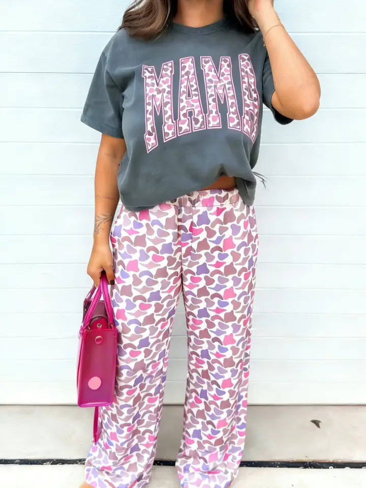 Mama Camo Graphic Tee and Pant Set