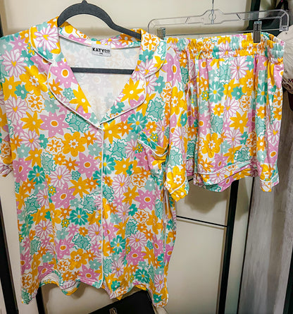 Spring Flowers Lounge Shorts Set