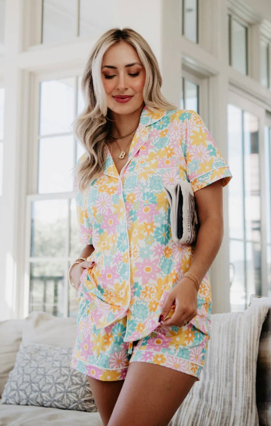 Spring Flowers Lounge Shorts Set